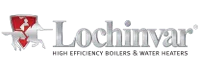 Lochinvar logo with red shield icon and gray text, “High Efficiency Boilers & Water Heaters” tagline
