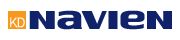 KD Navien logo in blue and orange