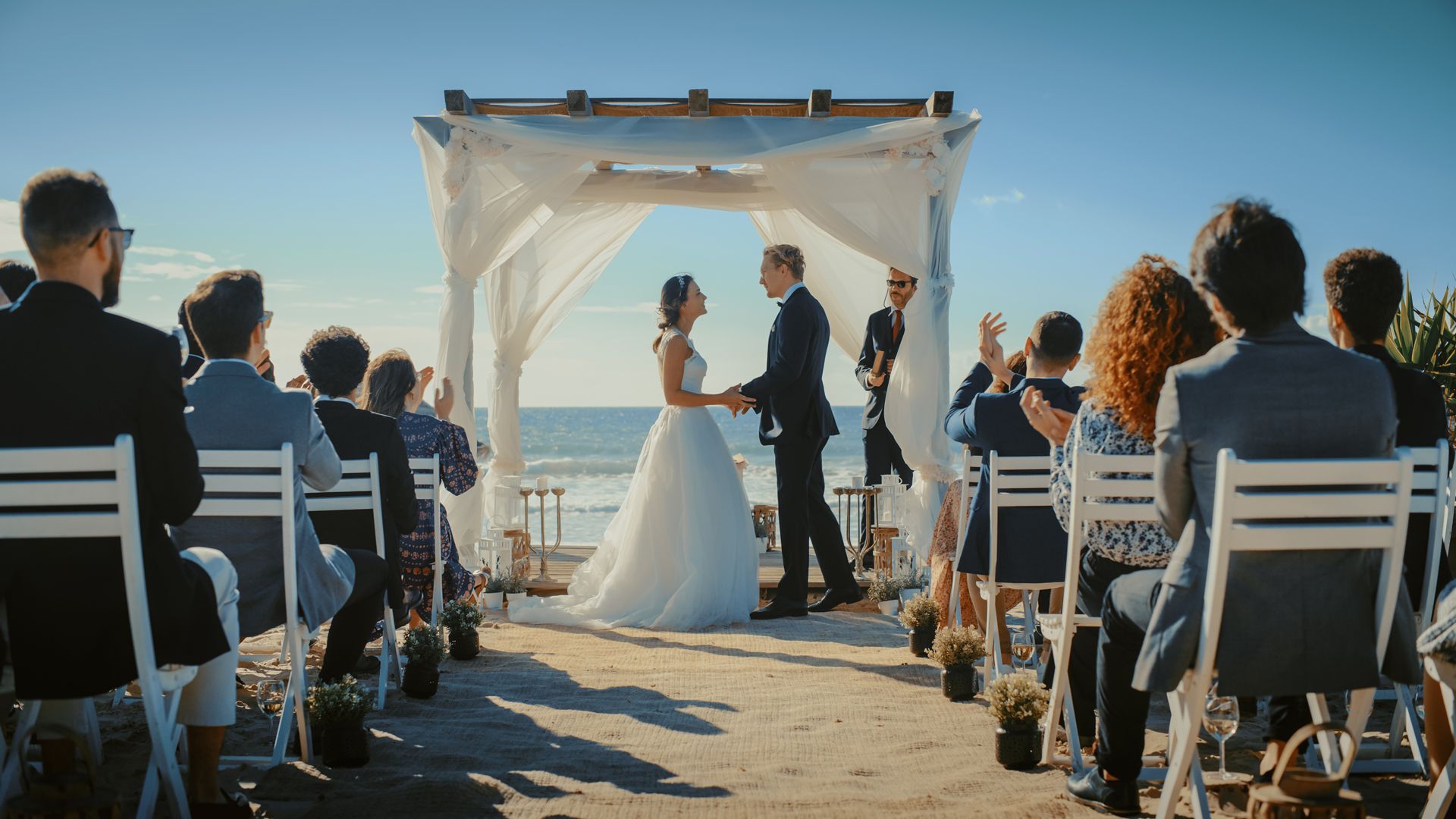 Wedding ceremony on a beach.
