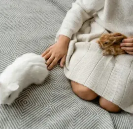 Teacher showing a laptop to students in a classroom with colorful notes on the wall