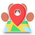 Red map pin on a colorful folded map with location markers
