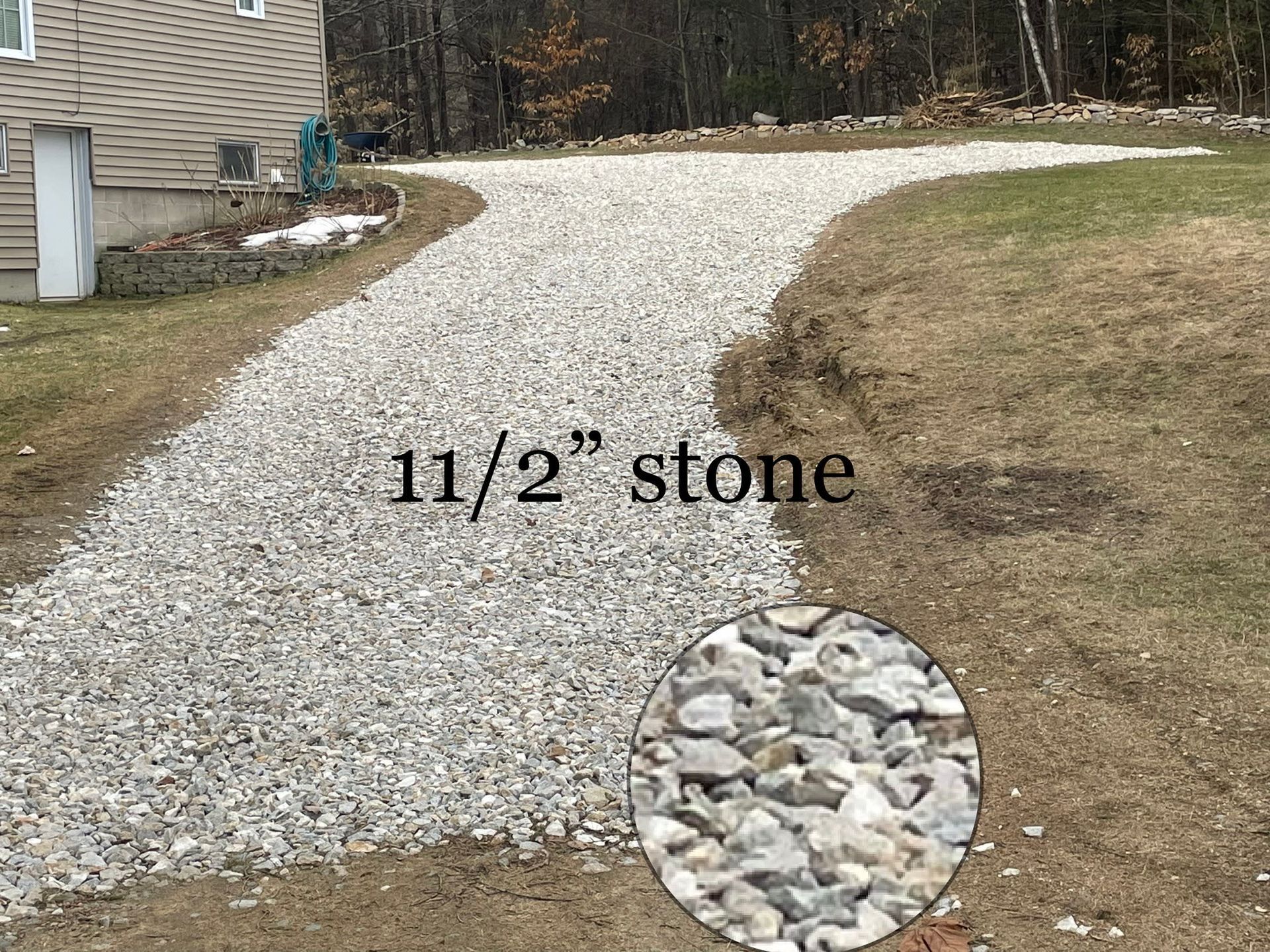 Gravel driveway made of 1 1/2