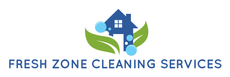 A logo with a blue house icon on two green leaves, surrounded by blue bubbles, with text reading 