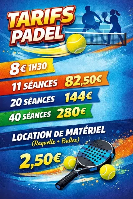 tarifs de padel, terrain couvert