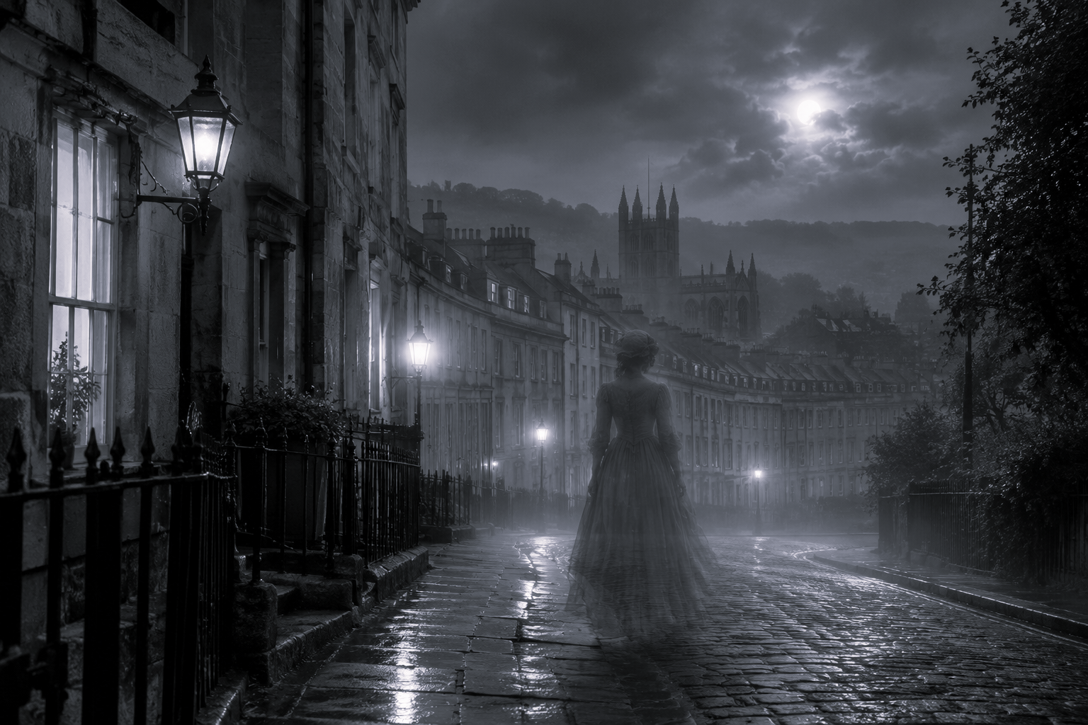 ghost lady in the streets of Bath
