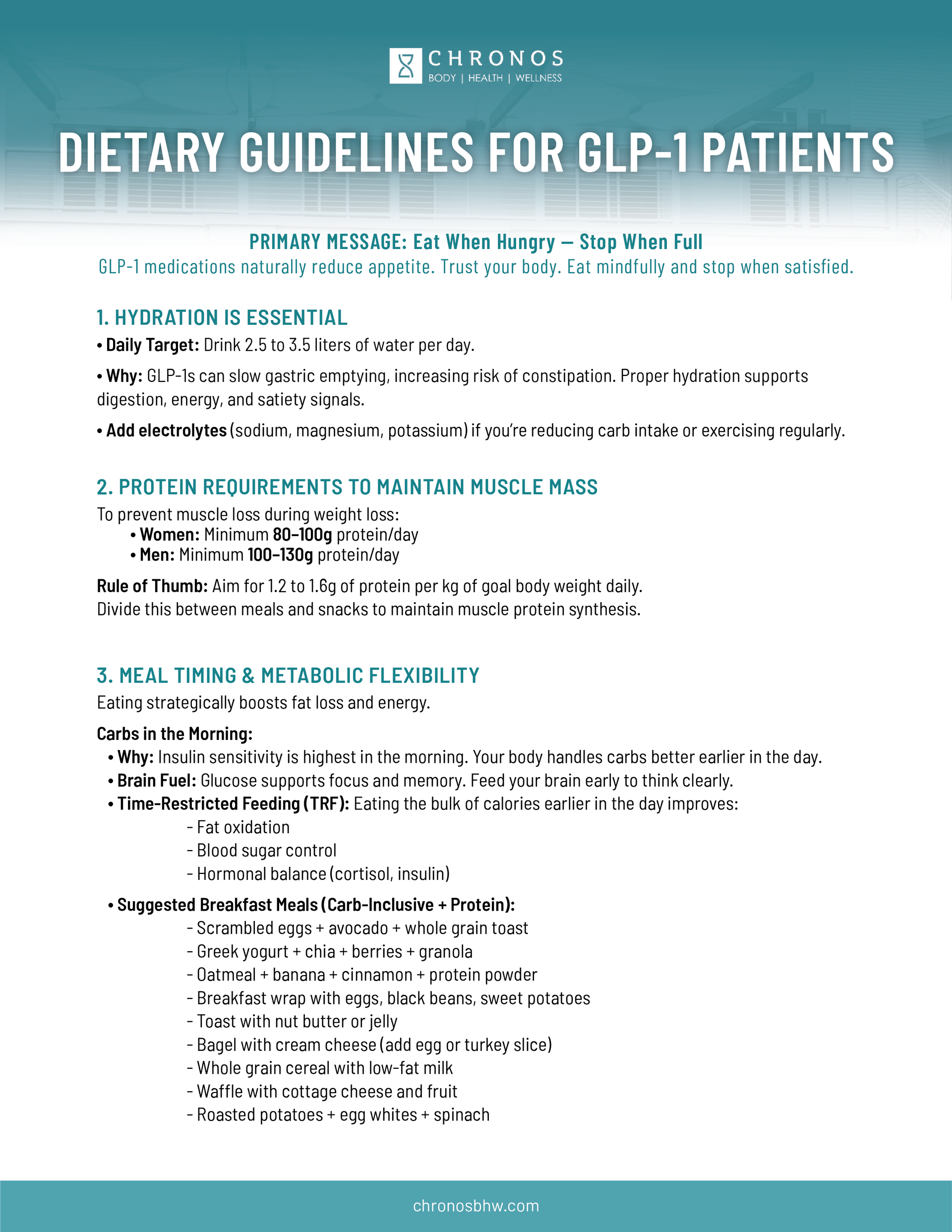 GLP-1 recommended meal plan and dietary instructions | GLP-1 Weight loss patient education