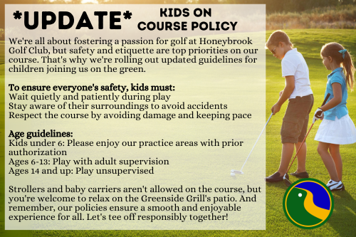 A man and a girl are playing golf on a course