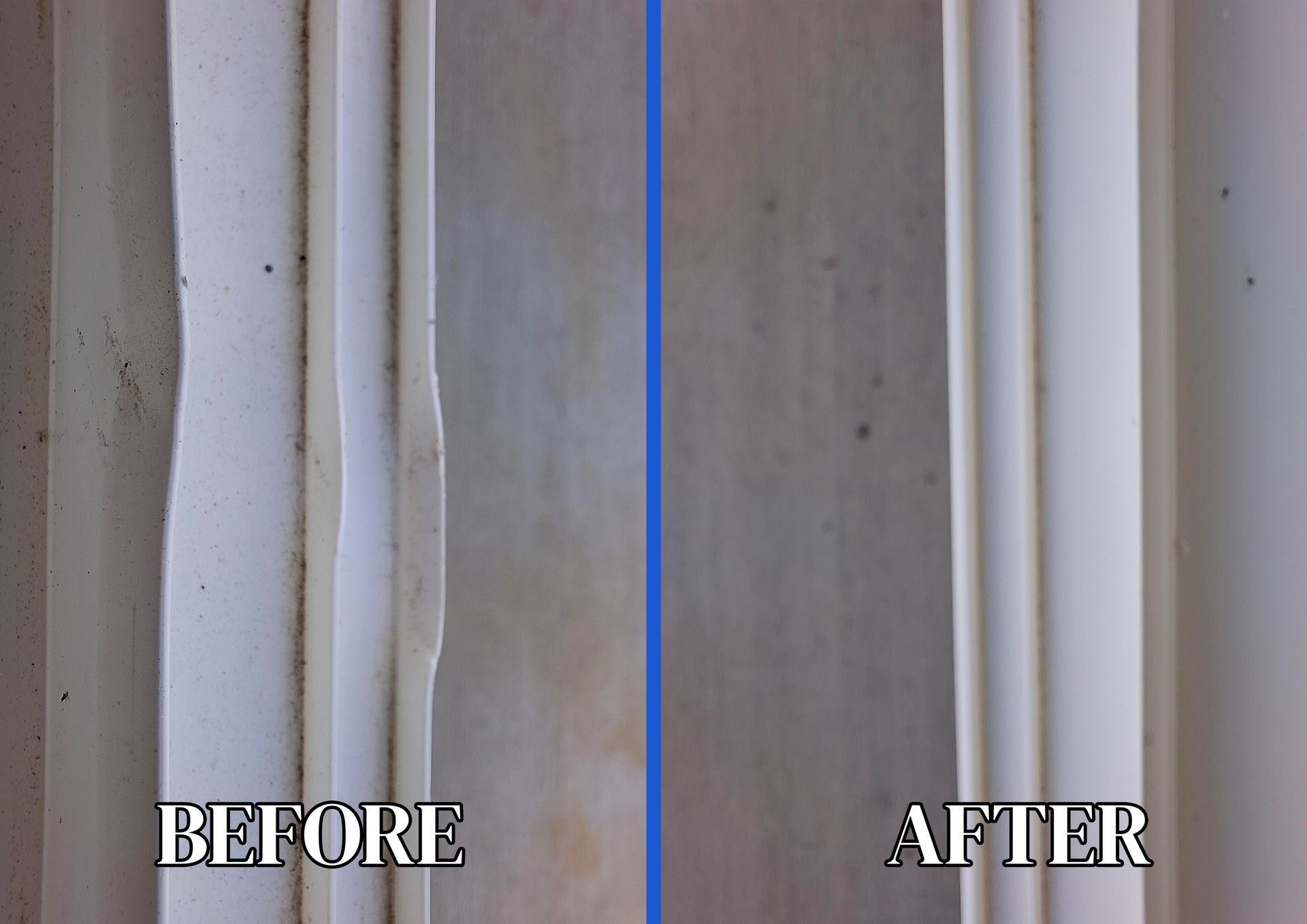 Before and after repair of window Vinyl