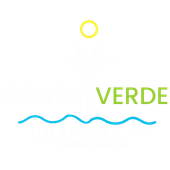 A logo for a company called verde with a sun and waves
