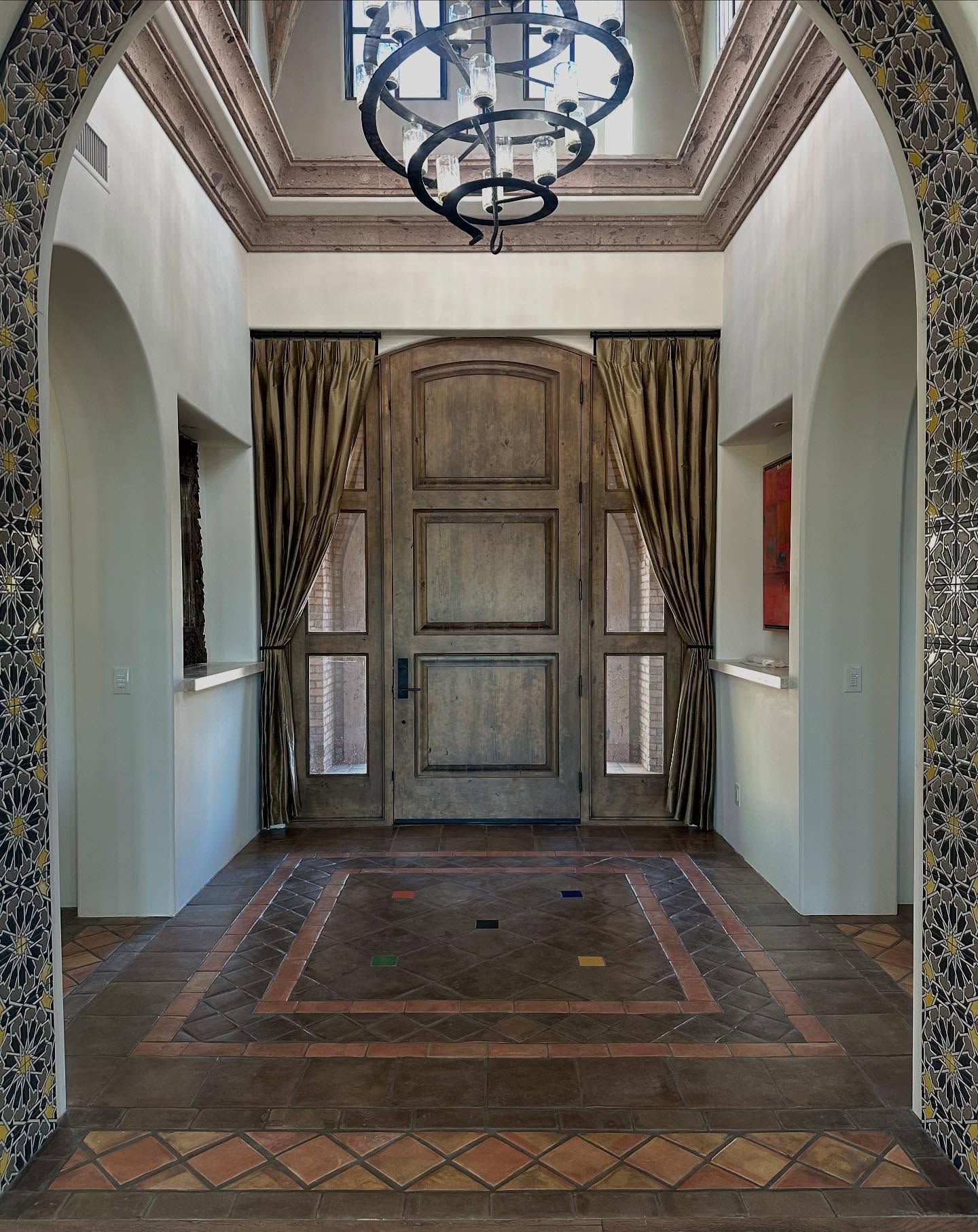 panel curtains in entrance