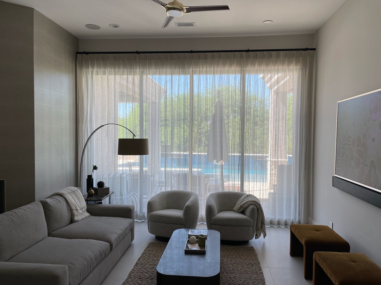sheer curtains in family room
