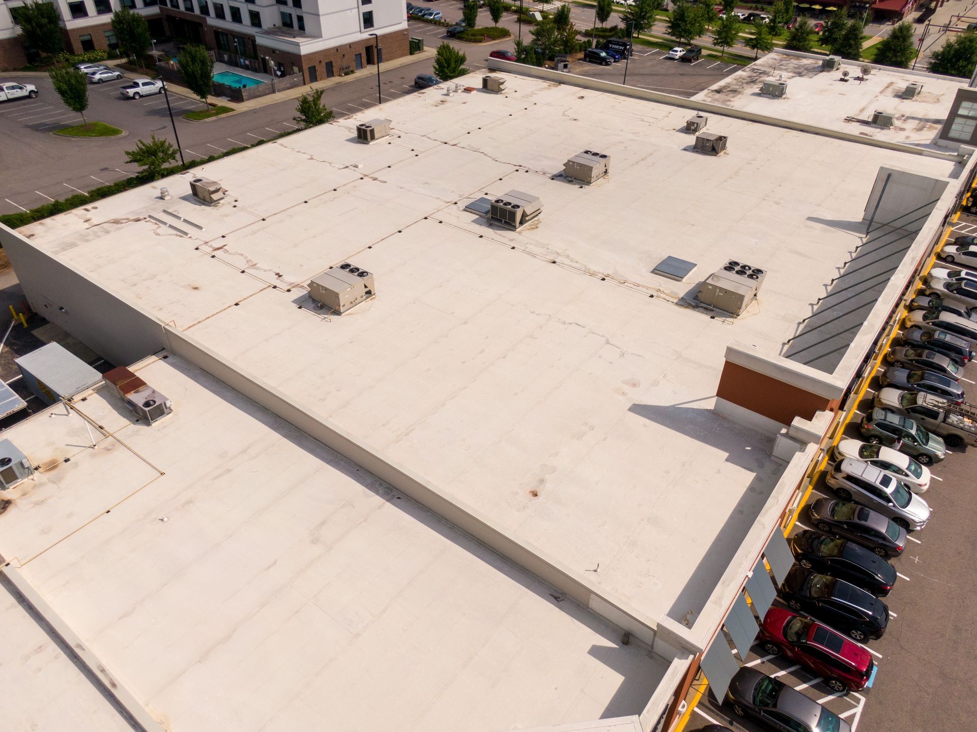 Aerial view of commercial roof.