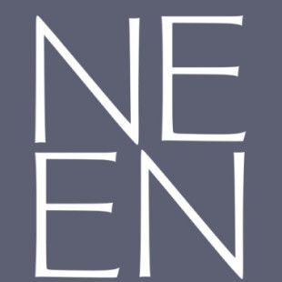 Neubaurer Architects logo - logo on a slate blue background features the white, serif text "NE" above "EN" in a grid-like arrangement.