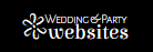 WeddingPartyWebsites logo in white and teal on a black background