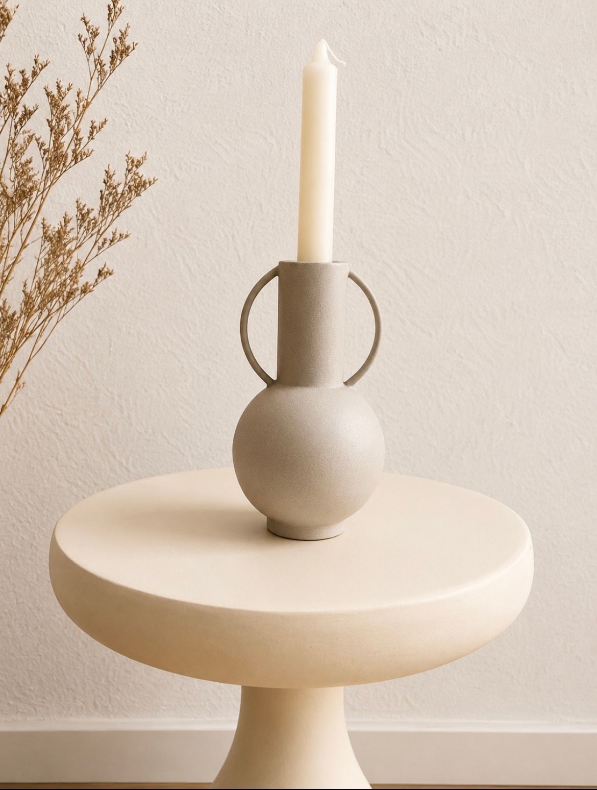 Decoratieve kandelaar met handgrepen - Grijs