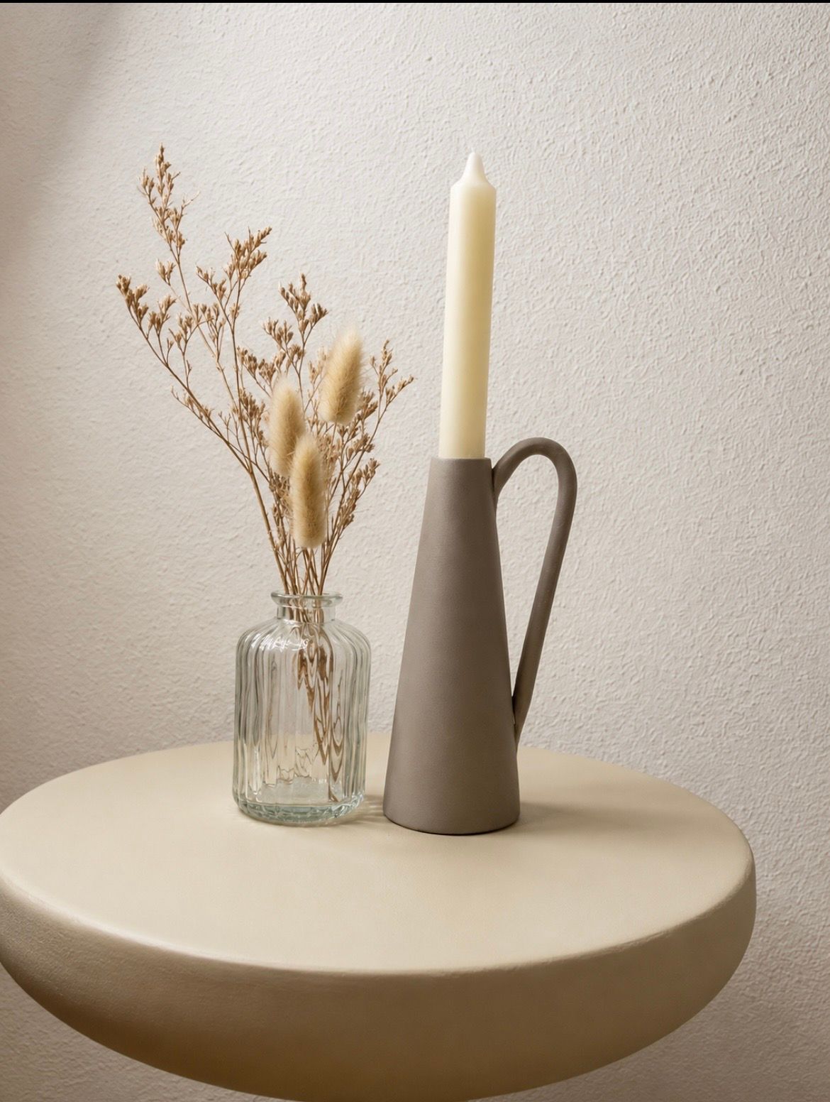Decoratieve kandelaar met handvat - Taupe