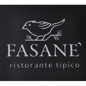 Logo del ristorante FASANE con un uccello stilizzato su sfondo scuro e la scritta