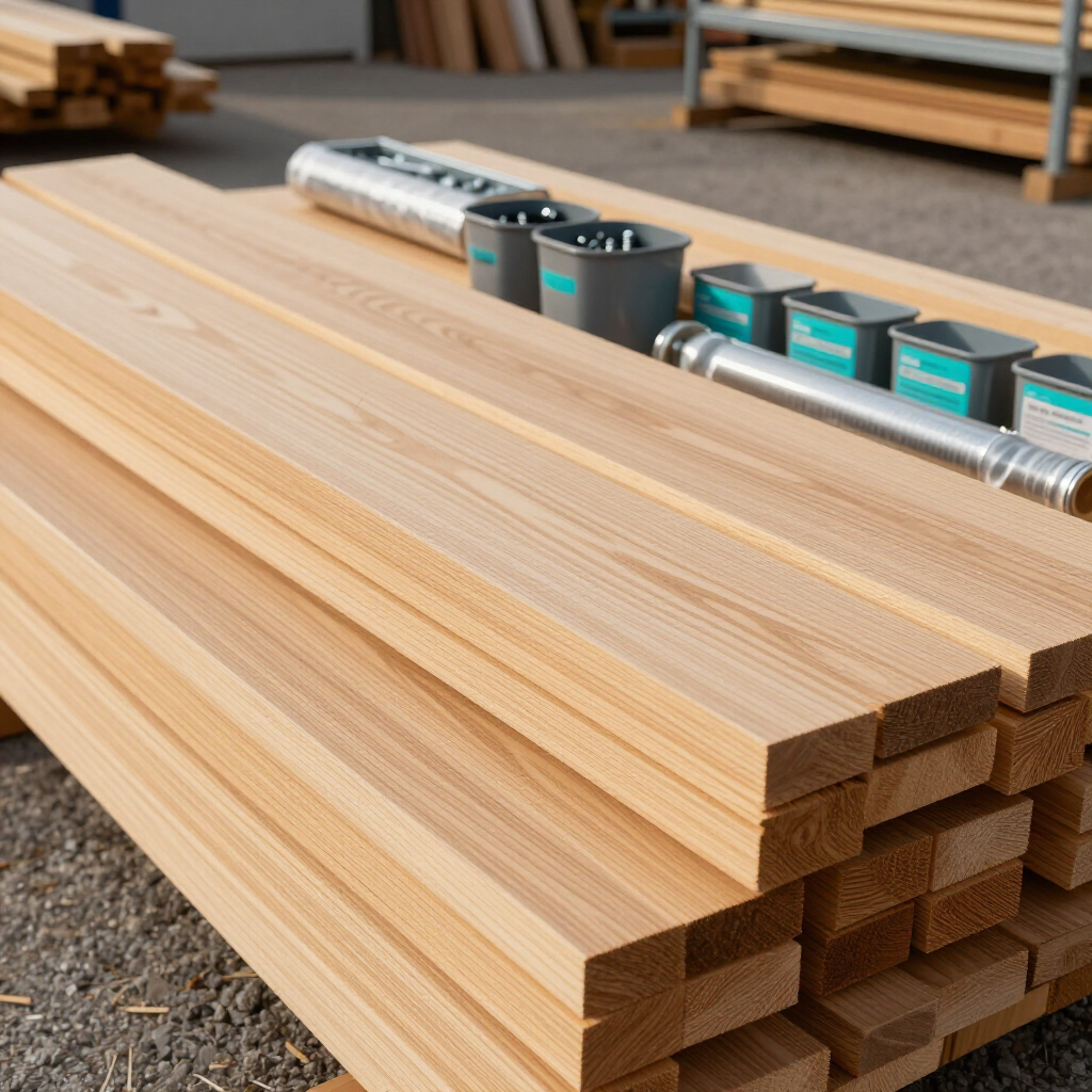 Madera y suministros listos para obra