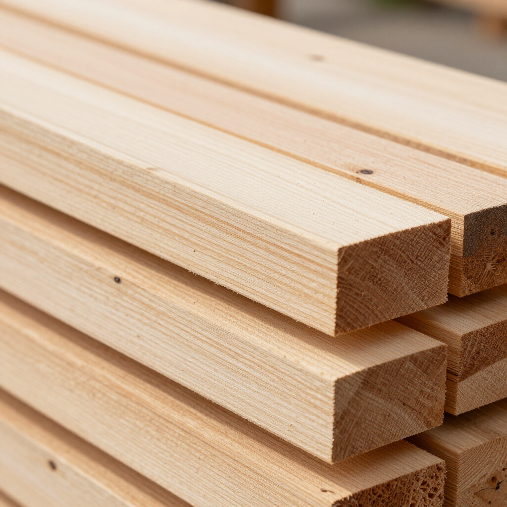 Tablas de madera apiladas mostrando textura y veta