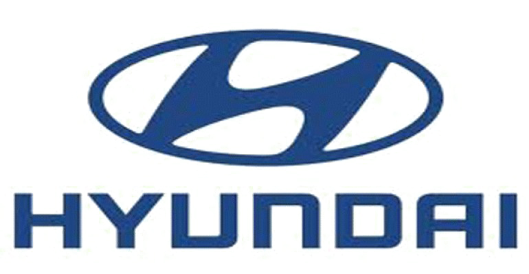 Hyundai logo in blue on a white background