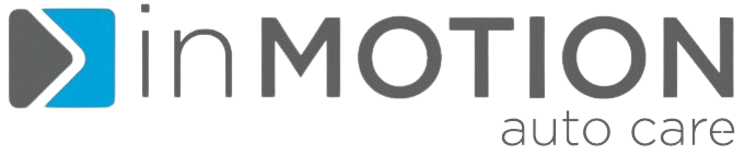 InMOTION auto care logo with blue and gray icon on white background
