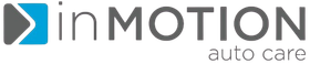 InMOTION auto care logo with blue and gray icon on white background