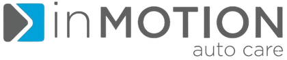 InMOTION auto care logo with blue and gray icon on white background