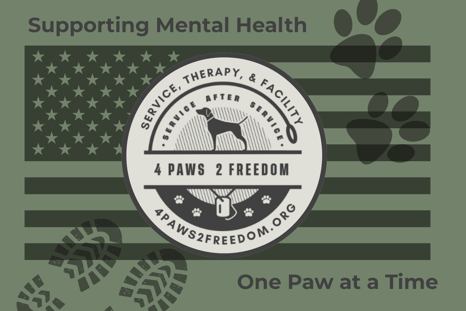 a black and white logo that says 4 paws 2 freedom