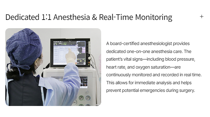Dedicated 1:1 anesthesia and real-time monitoring