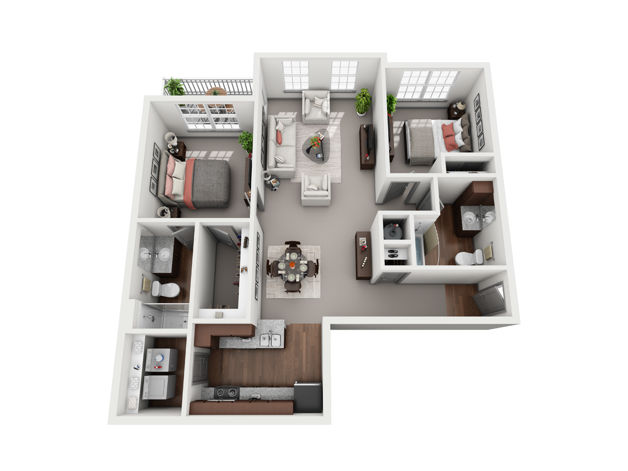 2 Bedroom 2.5 Bathroom Townhome Floor Plan