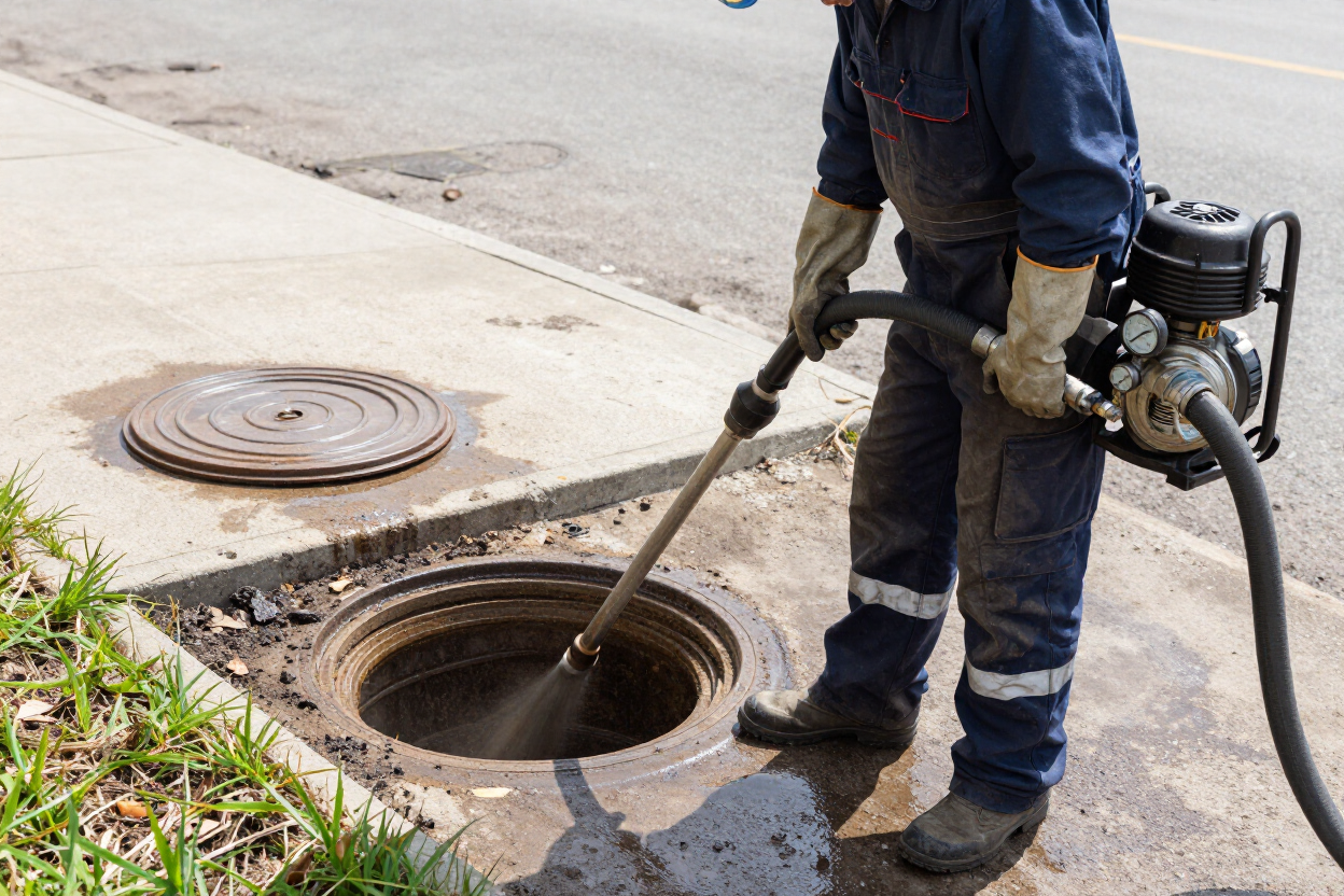 PLACEHOLDER — replace with real H2O photo of hydro jetting equipment in use at a job site.
