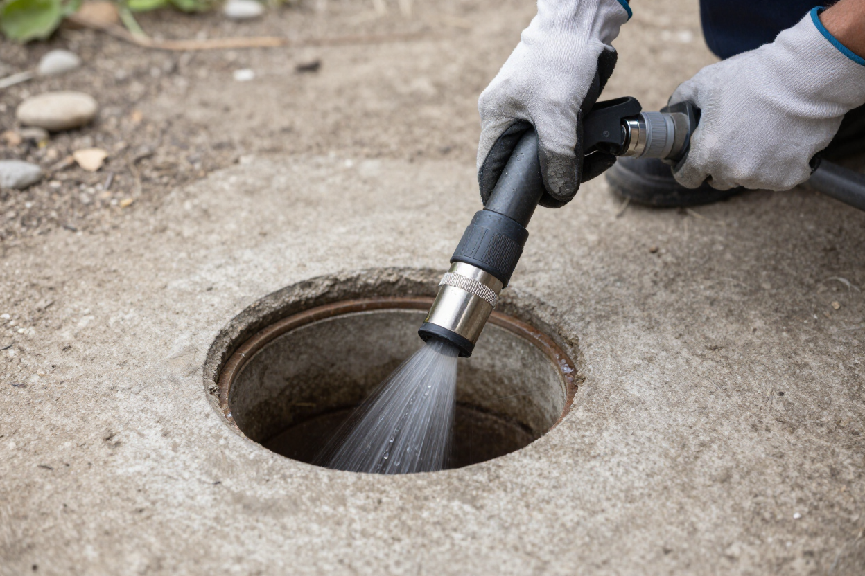 PLACEHOLDER — replace with real H2O photo of hydro jetting nozzle and hose setup.