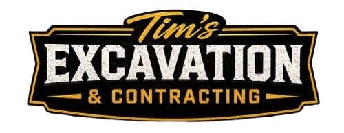Tim’s Excavation & Contracting logo in black, gold, and white text