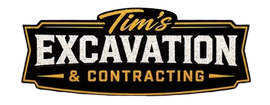 Tim’s Excavation & Contracting logo in black, gold, and white text