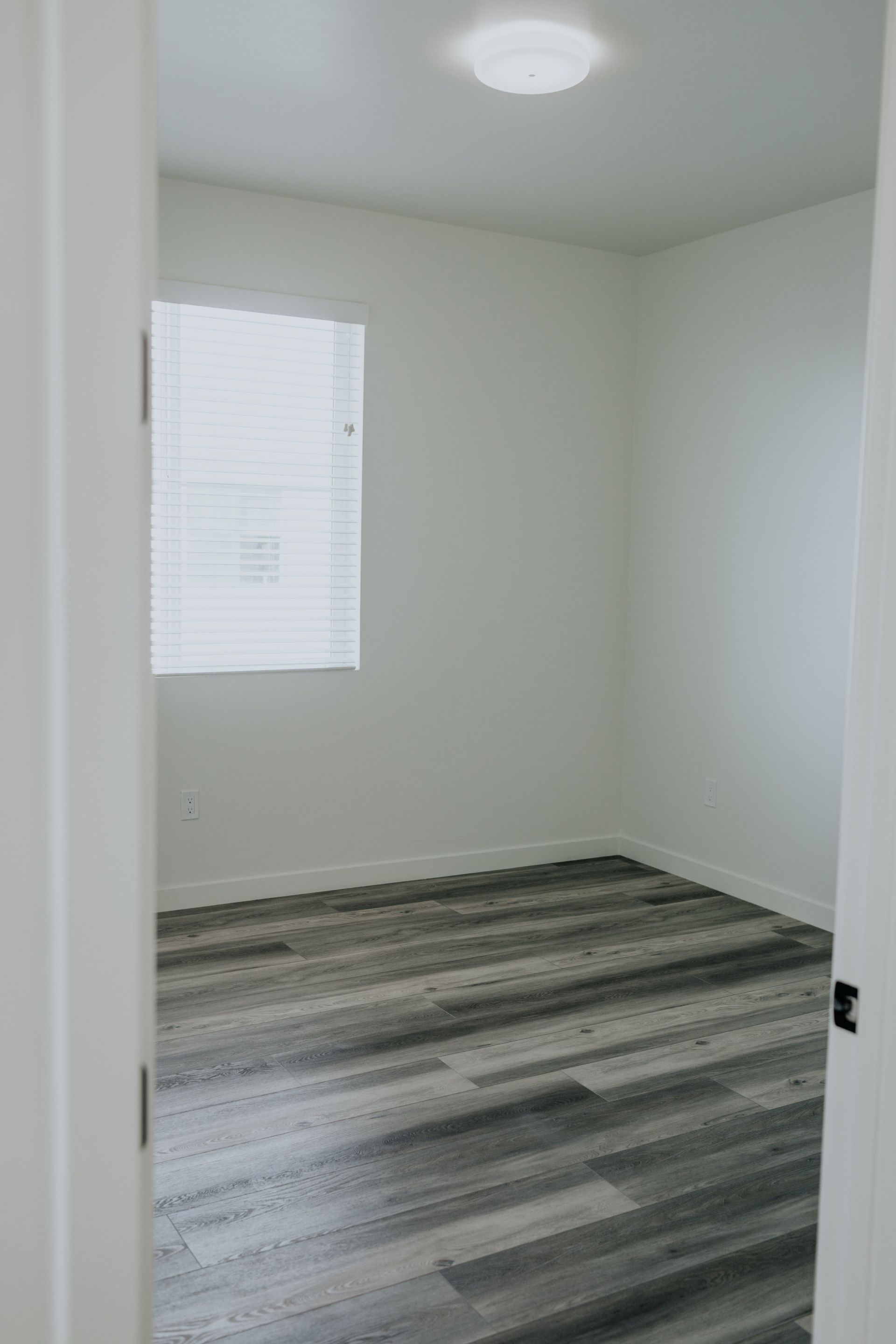bedroom view with window and ceiling light