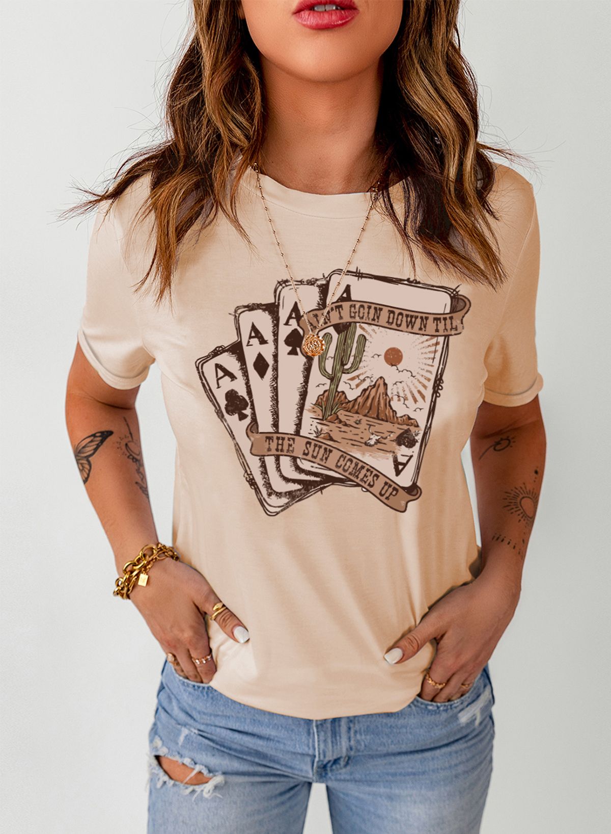 Western Poker Card Graphic T Shirt