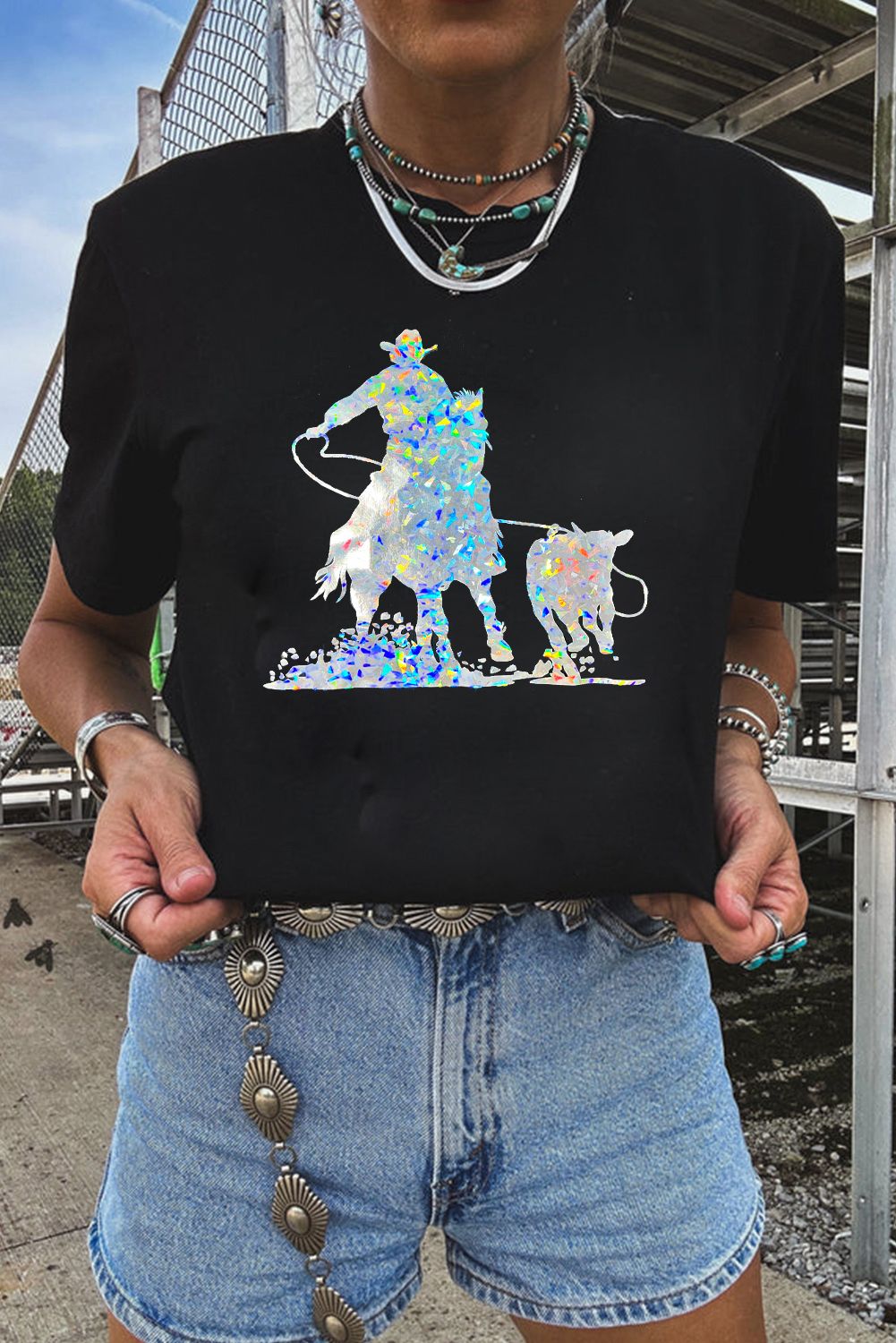 Western Cowboy Transfer Vinyl Graphic Tee