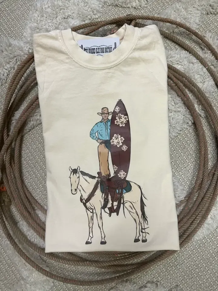 Surfs Up Cowboy Western Graphic Tee - Comfort Colors