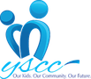 Blue logo of two abstract figures, one smaller. Text reads 