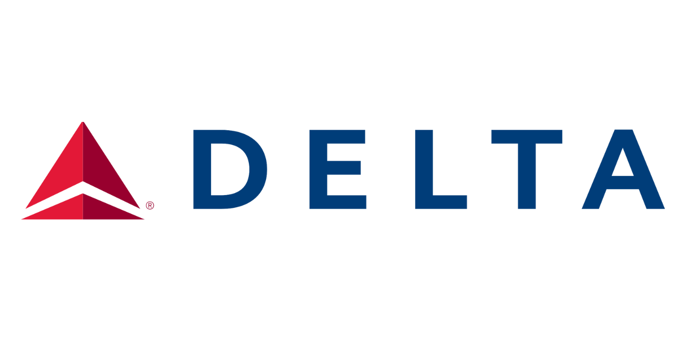 The delta airlines logo is shown on a white background.