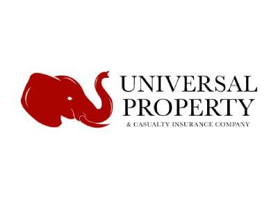 Red elephant head logo next to text: Universal Property & Casualty Insurance Company.