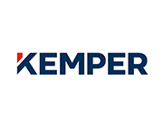 Logo for Kemper, a company. The word