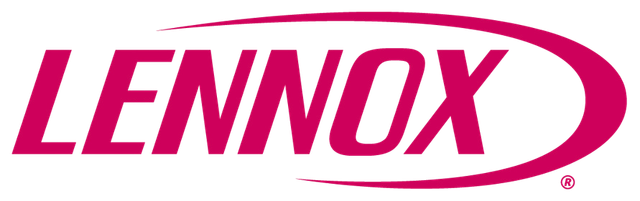 Lennox logo in magenta text with an oval swoosh on a white background