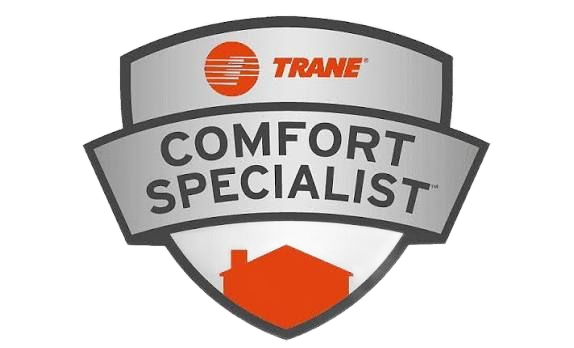 Trane Comfort Specialist shield logo in gray, black, and orange
