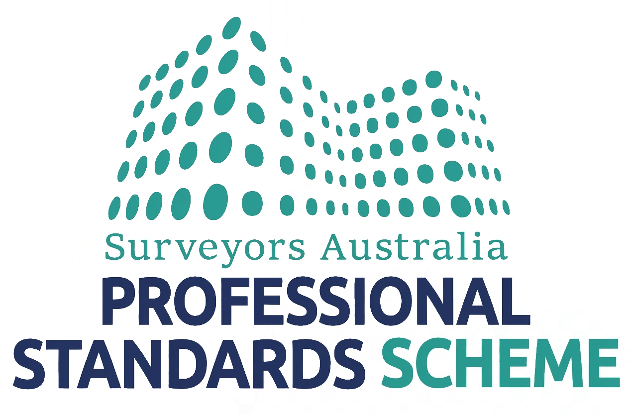 Surveyors Australia Professional Standards Scheme logo with teal building dots and navy text