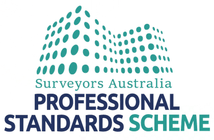 Surveyors Australia Professional Standards Scheme logo with teal building dots and navy text
