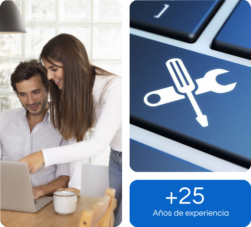 Un hombre y una mujer están mirando una computadora portátil.