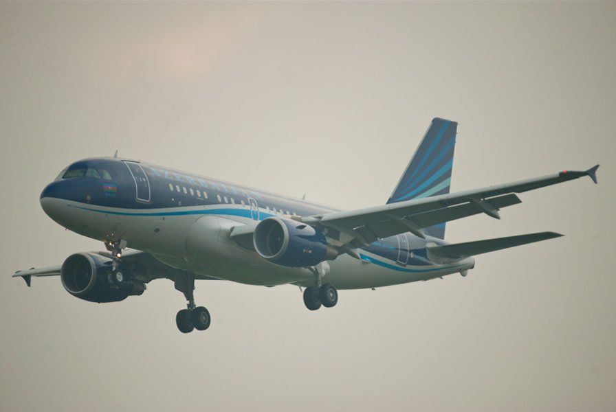 President of Azerbaijan Ilham Aliyev - Boeing 737 final approach, Cardiff International Airport, Wales.