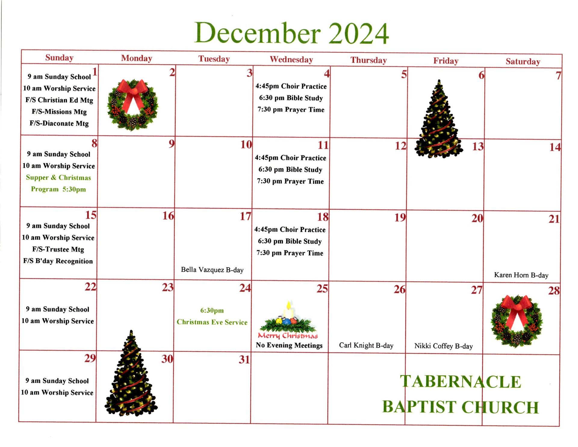 December 2024 Calendar