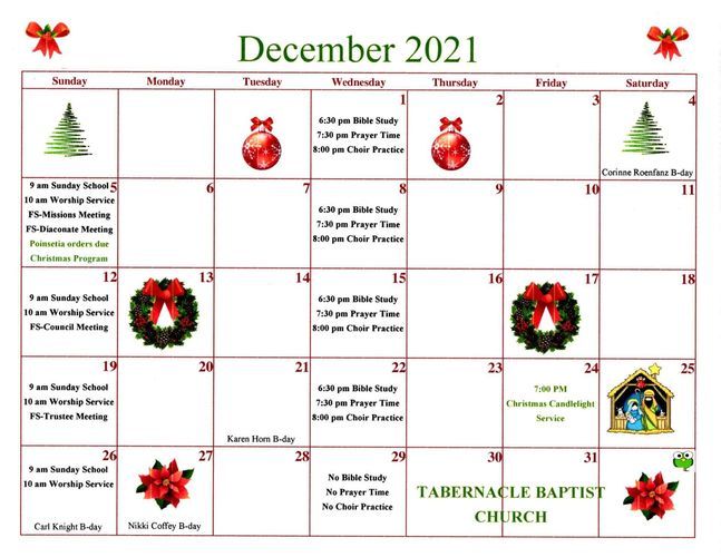 December 2021 Calendar
